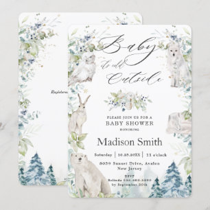 Chic Arctic Animals Winter Alpine Baby shower Kaart