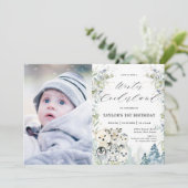 Chic Arctic Animals Winter Onederland 1e verjaarda Kaart (Staand voorkant)