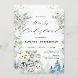 Chic Arctic Animals Winter Onederland 1e verjaarda Kaart