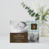 Chic Argyle Baby Boy Geboorteaankondiging Aankondigingskaart (Staand voorkant)