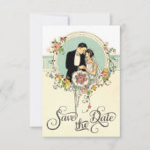Chic Art Deco 1920: Bride & Groom Save the Date (Voorkant)