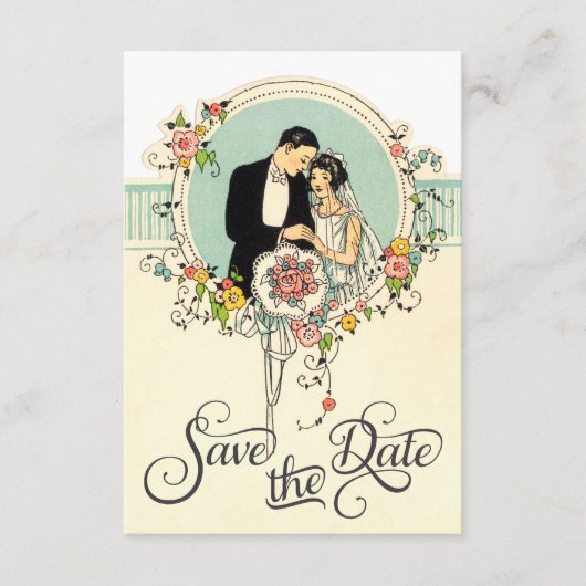 Chic Art Deco 1920: Bride & Groom Save the Date (Voorkant)