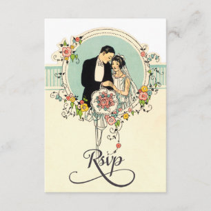 Chic Art Deco 1920: Bride & Groom Wedding Rsvp