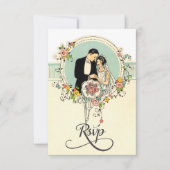 Chic Art Deco 1920: Bride & Groom Wedding Rsvp (Voorkant)