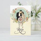 Chic Art Deco 1920: Bride & Groom Wedding Rsvp (Staand voorkant)