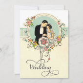 Chic Art Deco 1920's Bride & Groom Wedding Kaart (Voorkant)