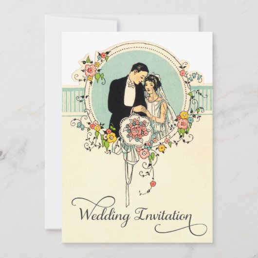 Chic Art Deco 1920's Bride & Groom Wedding Kaart (Voorkant)