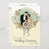 Chic Art Deco 1920's Bride & Groom Wedding Kaart (Voorkant / Achterkant)