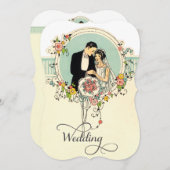 Chic Art Deco 1920's Bride & Groom Wedding Kaart (Voorkant / Achterkant)