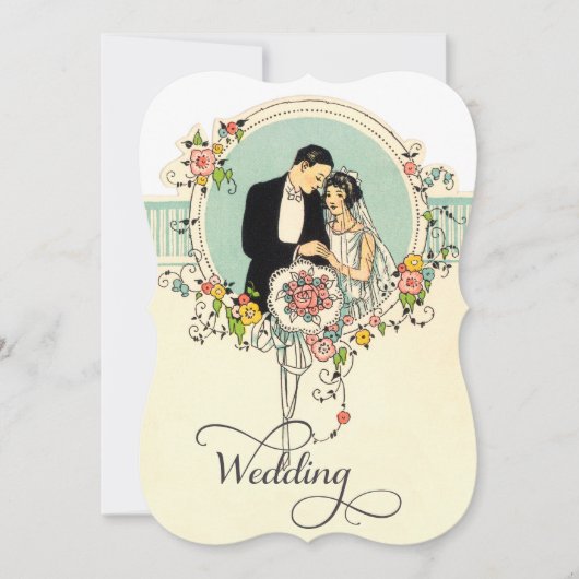 Chic Art Deco 1920's Bride & Groom Wedding Kaart (Voorkant)