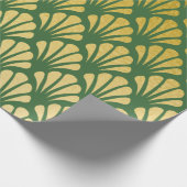 Chic Art Deco Fan Pattern Emerald & Faux Gold Foil Cadeaupapier (Hoek)
