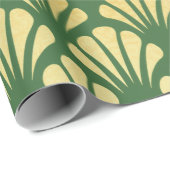 Chic Art Deco Fan Pattern Emerald & Faux Gold Foil Cadeaupapier (Rol Hoek)