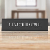 Chic Art Deco Typografie Zwart-wit Bureau Naambordje