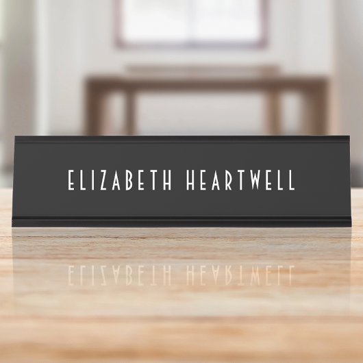 Chic Art Deco Typografie Zwart-wit Bureau Naambordje