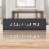 Chic Art Deco Typografie Zwart-wit Bureau Naambordje