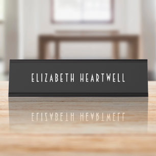 Chic Art Deco Typografie Zwart-wit Bureau Naambordje