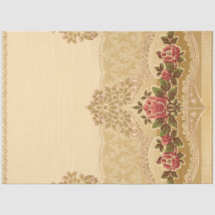Chic Art Nouveau Gold en Roze Floral Tissuepapier