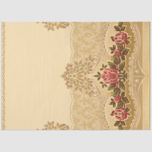 Chic Art Nouveau Gold en Roze Floral Tissuepapier (Voorkant)