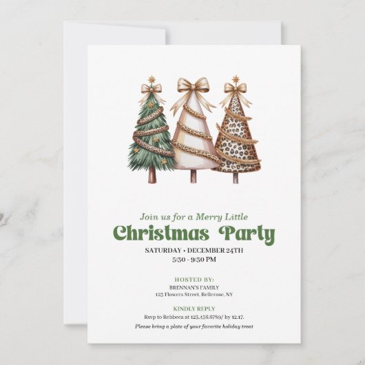 Chic artistic Christmas tree festive celebration Kaart (Voorkant)