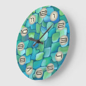 Chic Artistic Green Artdeco Pattern in Waterverf Grote Klok (Hoek)