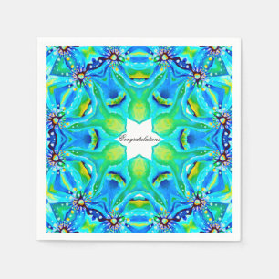 Chic Artistic Mandala Artwork in Aqua Colors Servet