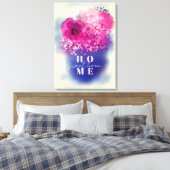 Chic Artistic Pink Flowers Vase Sweet Home Canvas Afdruk (Insitu (Slaapkamer))