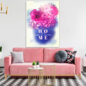 Chic Artistic Pink Flowers Vase Sweet Home Canvas Afdruk (Insitu (Woonkamer))