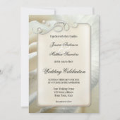 Chic Artistic Silver Ivory Roos Weddenschap Kaart (Voorkant)