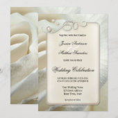 Chic Artistic Silver Ivory Roos Weddenschap Kaart (Voorkant / Achterkant)