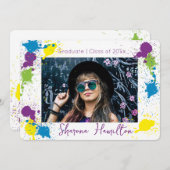 Chic Artistic Spatter-Paint Afstudeerder Fotouitno Kaart (Voorkant / Achterkant)