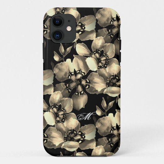 Chic Artistic Waterverf Floral Pattern Monogram Case-Mate iPhone Case (Achterkant)