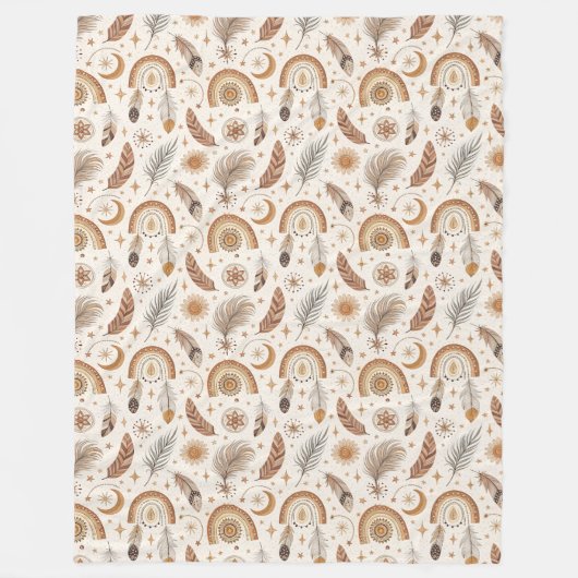 Chic Artistieke Boho Rainbow Speelse Aardse kleure Fleece Deken (Voorkant)