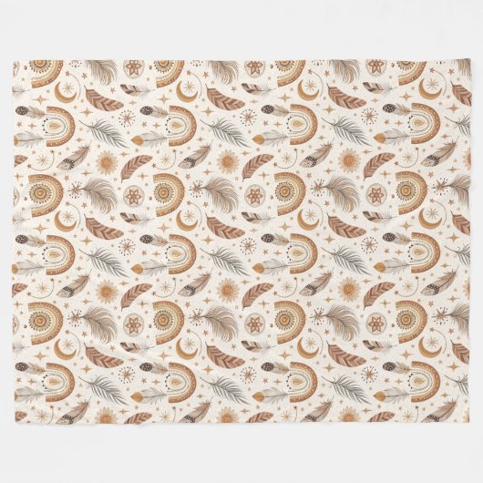 Chic Artistieke Boho Rainbow Speelse Aardse kleure Fleece Deken (Voorkant (Horizontaal))