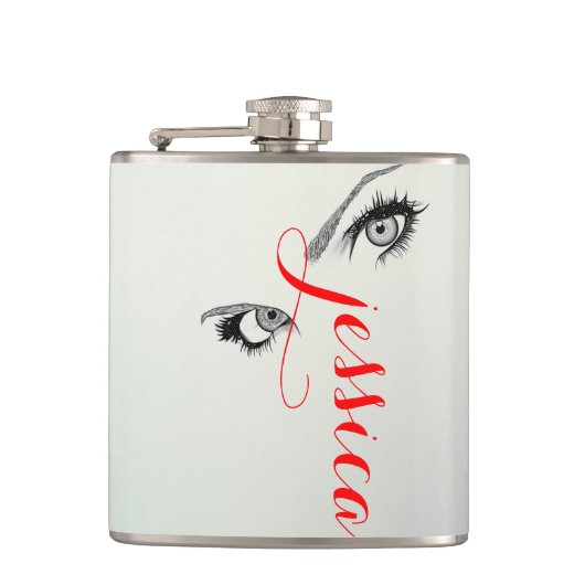 Chic Artsy Woman's Eyes Personalized Heupfles (Voorkant)