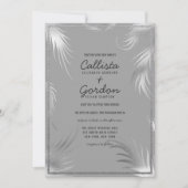 Chic Artsy Zilver Grijs Blad Glitter Border Weddin Kaart (Voorkant)