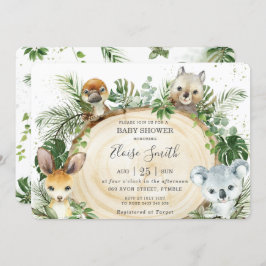 Chic Australian Animals Wood Greenery Baby shower  Kaart