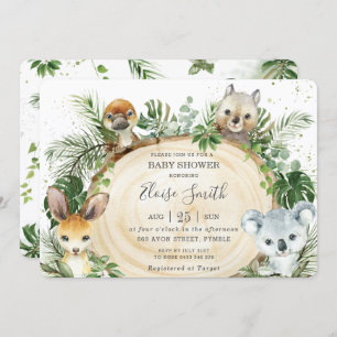 Chic Australian Animals Wood Greenery Baby shower  Kaart