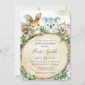 Chic Australian Animals Wood Greenery Baby shower Kaart (Voorkant)