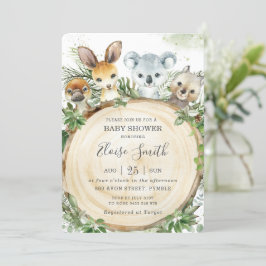 Chic Australian Animals Wood Greenery Baby shower  Kaart