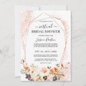 Chic Autumn Floral Geometric Virtual Vrijgezellenf Kaart (Voorkant)