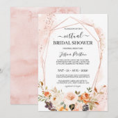 Chic Autumn Floral Geometric Virtual Vrijgezellenf Kaart (Voorkant / Achterkant)