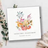 Chic Autumn Harvest Pumpkin Watercolor Wedding Servet
