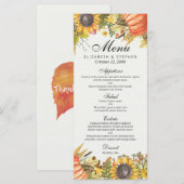 Chic Autumn Herfst Maple Leaves Pumpkin Weduwmenu Menu (Voorkant / Achterkant)