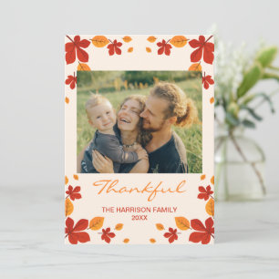 Chic Autumn laat dankbare Thanksgiving foto achter Feestdagenkaart