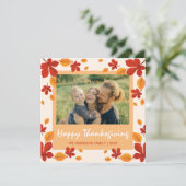 Chic Autumn Leaves Lijst Thanksgiving Foto Feestdagenkaart (Staand voorkant)