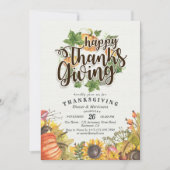 Chic Autumn Maple verlaat Thanksgiving Dinner Part Kaart (Voorkant)