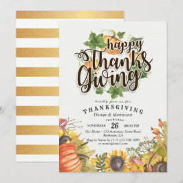 Chic Autumn Maple verlaat Thanksgiving Dinner Part Kaart