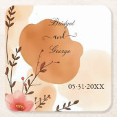 Chic Autumn Peach Waterverf Kartonnen Onderzetters (Voorkant)