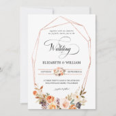 Chic Autumn Terracotta Floral Lijst Foto bruiloft Kaart (Voorkant)