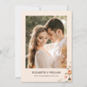 Chic Autumn Terracotta Floral Lijst Foto bruiloft Kaart (Achterkant)